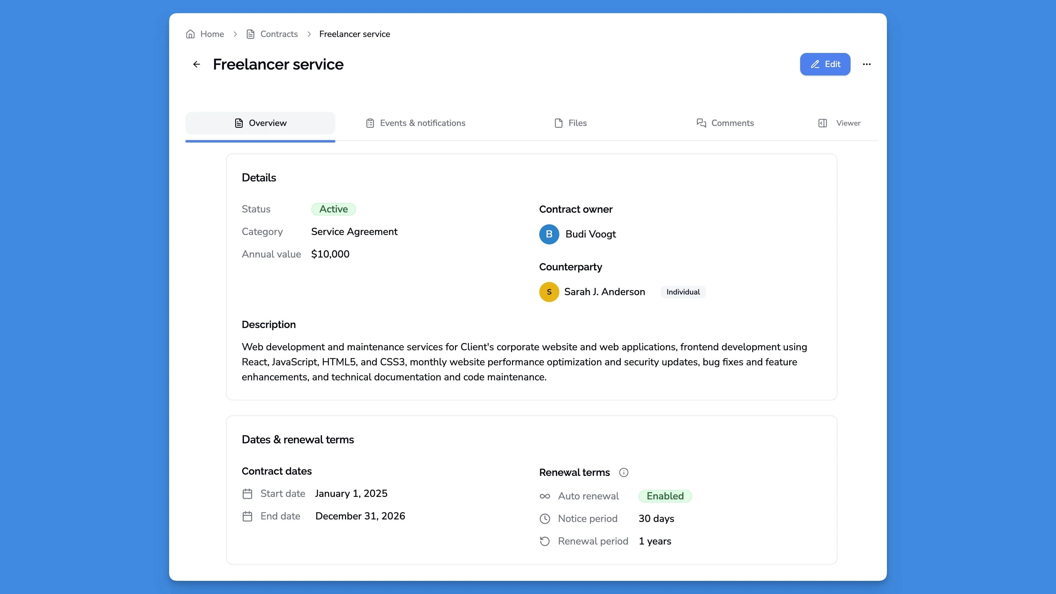 Dashboard screenshot