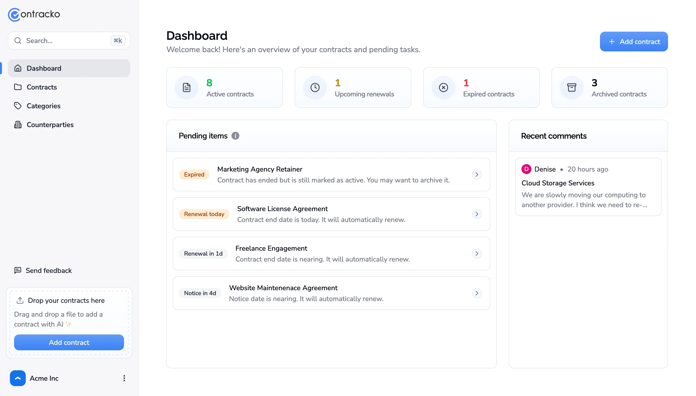 Dashboard screenshot